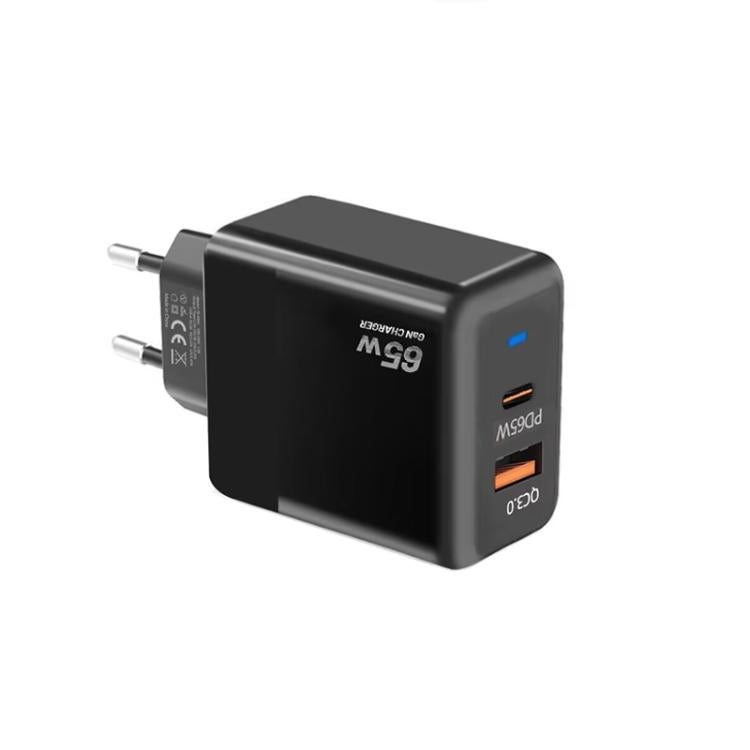 PD41 GaN PD 45W + USB Charger with Type-C to Type-C Data Cable, EU Plug(Black) - USB Charger by buy2fix | Online Shopping UK | buy2fix
