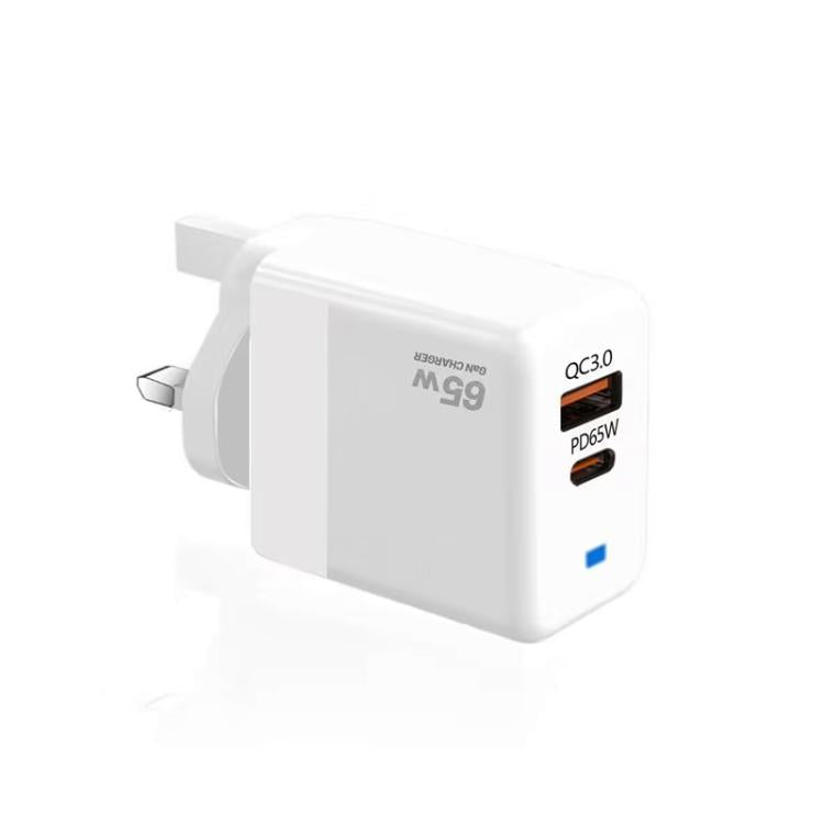 PD41 GaN PD 45W + USB Charger with Type-C to Type-C Data Cable, UK Plug(White) - USB Charger by buy2fix | Online Shopping UK | buy2fix