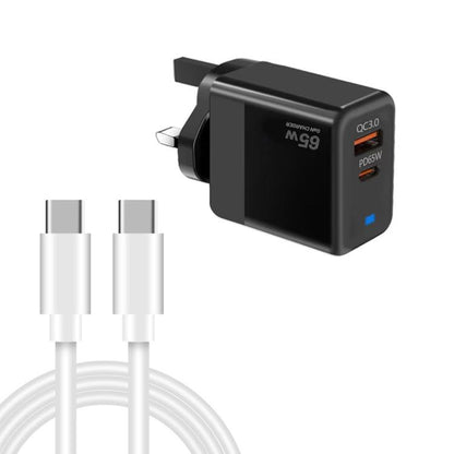 PD41 GaN PD 45W + USB Charger with Type-C to Type-C Data Cable, UK Plug(Black) - USB Charger by buy2fix | Online Shopping UK | buy2fix