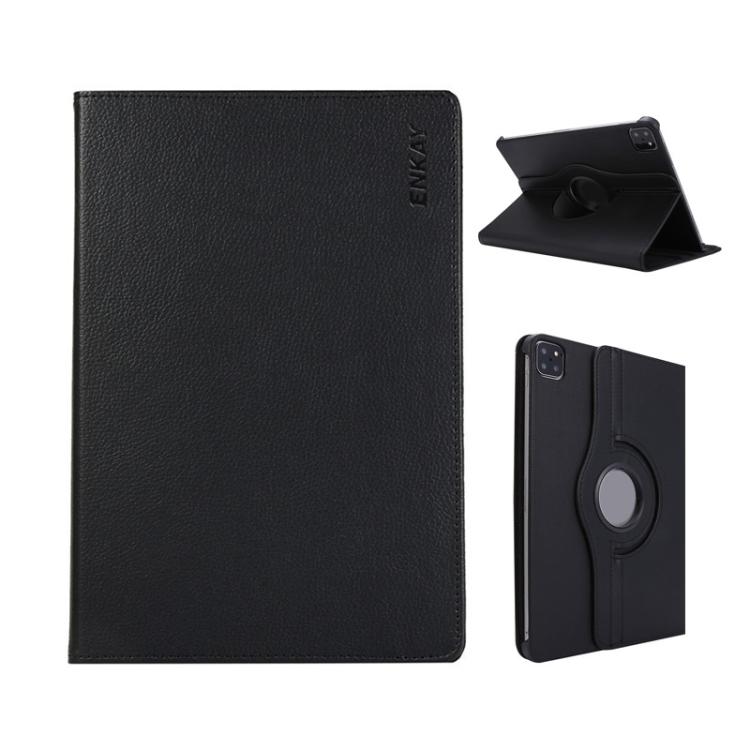 For iPad Pro 12.9 / Air 13 2025 / 2024 ENKAY 360 Degree Rotation Litchi Leather Smart Tablet Case(Black) - iPad Air 13 2025 / 2024 Cases by ENKAY | Online Shopping UK | buy2fix