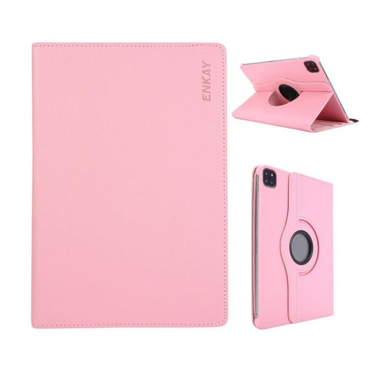 For iPad Pro 12.9 / Air 13 2025 / 2024 ENKAY 360 Degree Rotation Litchi Leather Smart Tablet Case(Pink) - iPad Air 13 2025 / 2024 Cases by ENKAY | Online Shopping UK | buy2fix