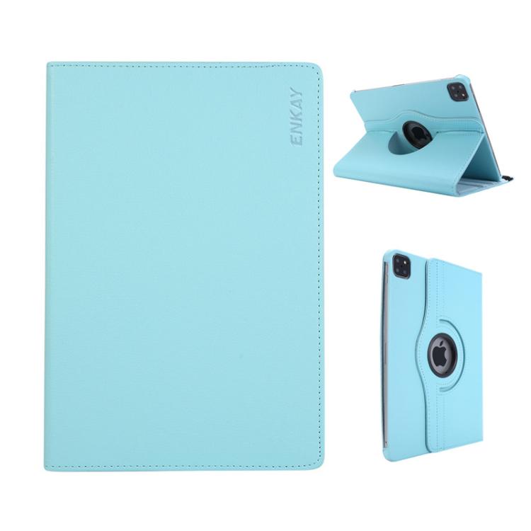 For iPad mini 2024 / mini 6 ENKAY 360 Degree Rotation Litchi Leather Smart Tablet Case(Light Blue) - iPad mini 2024 Cases by ENKAY | Online Shopping UK | buy2fix