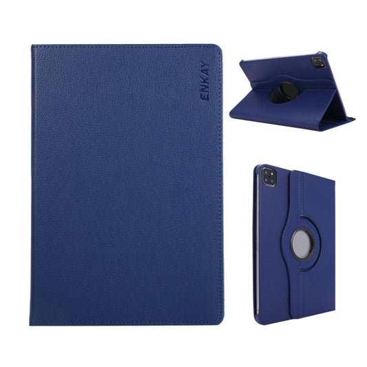 For iPad Pro 13 2025 / 2024 ENKAY 360 Degree Rotation Litchi Leather Smart Tablet Case(Dark Blue) - iPad Pro 13 2025 / 2024 Cases by ENKAY | Online Shopping UK | buy2fix