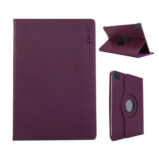 For iPad Pro 11 2025 / 2024 ENKAY 360 Degree Rotation Litchi Leather Smart Tablet Case(Dark Purple) - iPad Pro 11 2025 / 2024 Cases by ENKAY | Online Shopping UK | buy2fix