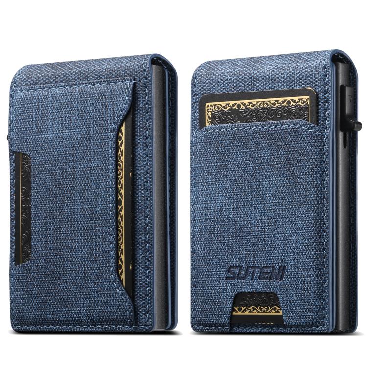 Suteni Denim Pattern Button Automatically Pops Out the Card Box(Blue) - Wallets by Suteni | Online Shopping UK | buy2fix
