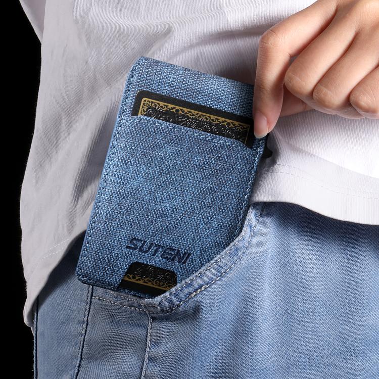 Suteni Denim Pattern Button Automatically Pops Out the Card Box(Blue) - Wallets by Suteni | Online Shopping UK | buy2fix