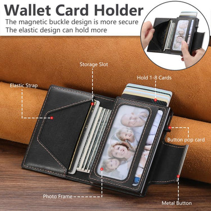 Suteni oil wax-patterned left and right buckle buttons automatically pop out the card box(Black) - Adhesive Card Holders by Suteni | Online Shopping UK | buy2fix