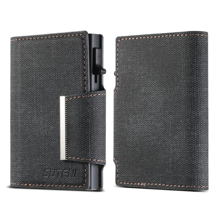 Suteni Denim Buckle Button Automatically Pops Out the Card Box(Black) - Wallets by Suteni | Online Shopping UK | buy2fix