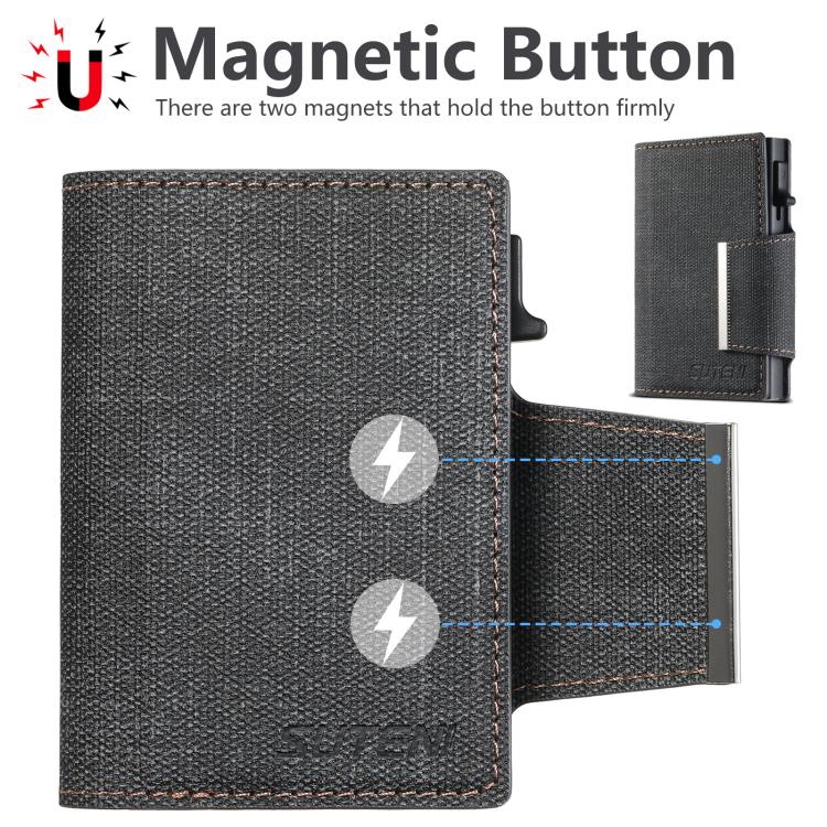 Suteni Denim Buckle Button Automatically Pops Out the Card Box(Black) - Wallets by Suteni | Online Shopping UK | buy2fix