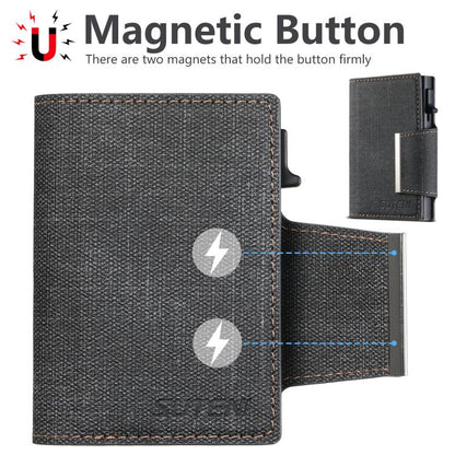 Suteni Denim Buckle Button Automatically Pops Out the Card Box(Black) - Wallets by Suteni | Online Shopping UK | buy2fix