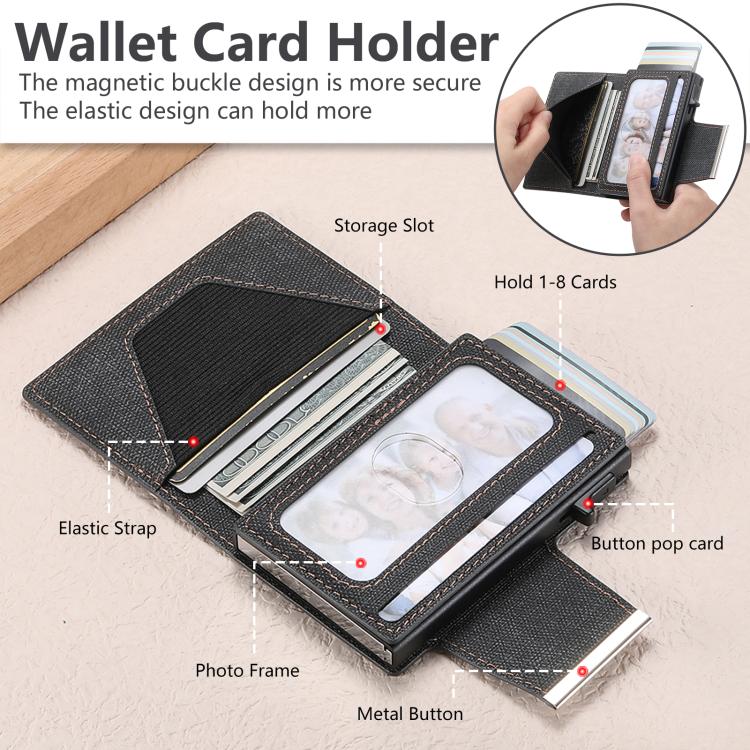 Suteni Denim Buckle Button Automatically Pops Out the Card Box(Black) - Wallets by Suteni | Online Shopping UK | buy2fix