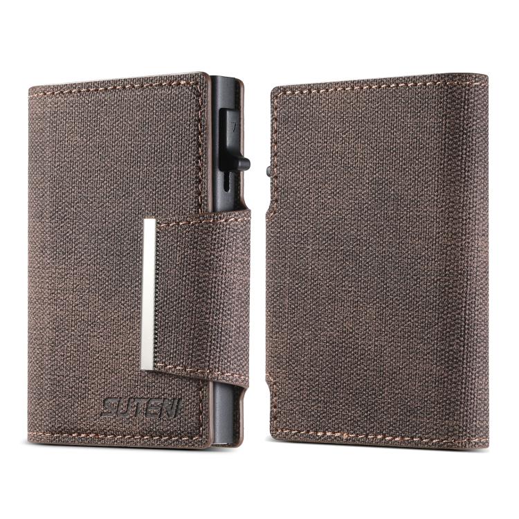 Suteni Denim Buckle Button Automatically Pops Out the Card Box(Brown) - Wallets by Suteni | Online Shopping UK | buy2fix