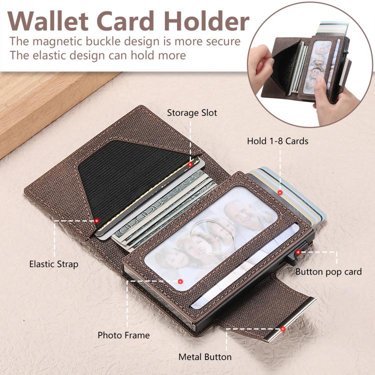 Suteni Denim Buckle Button Automatically Pops Out the Card Box(Brown) - Wallets by Suteni | Online Shopping UK | buy2fix