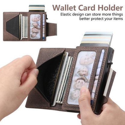 Suteni Denim Buckle Button Automatically Pops Out the Card Box(Brown) - Wallets by Suteni | Online Shopping UK | buy2fix