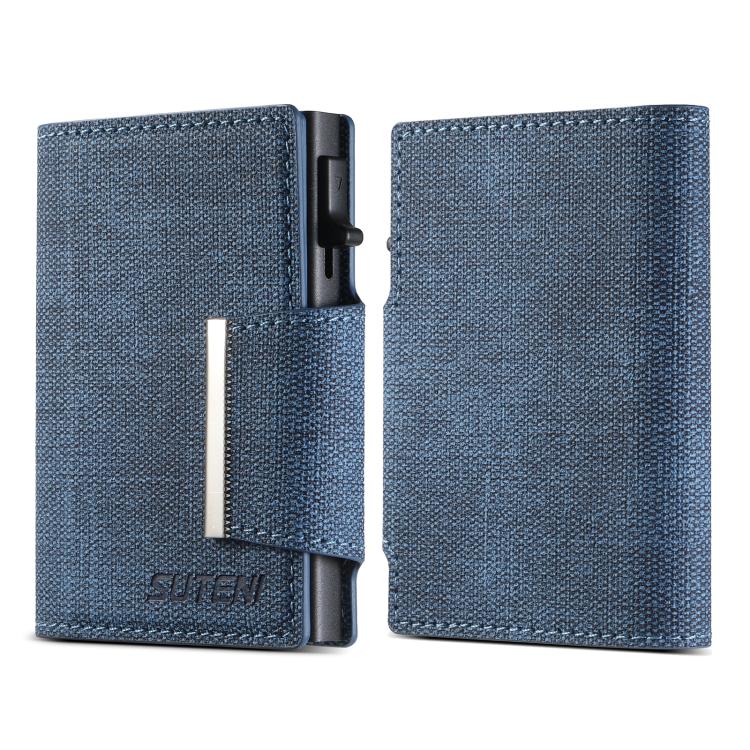Suteni Denim Buckle Button Automatically Pops Out the Card Box(Blue) - Wallets by Suteni | Online Shopping UK | buy2fix