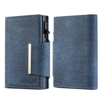 Suteni Denim Buckle Button Automatically Pops Out the Card Box(Blue) - Wallets by Suteni | Online Shopping UK | buy2fix