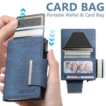 Suteni Denim Buckle Button Automatically Pops Out the Card Box(Blue) - Wallets by Suteni | Online Shopping UK | buy2fix
