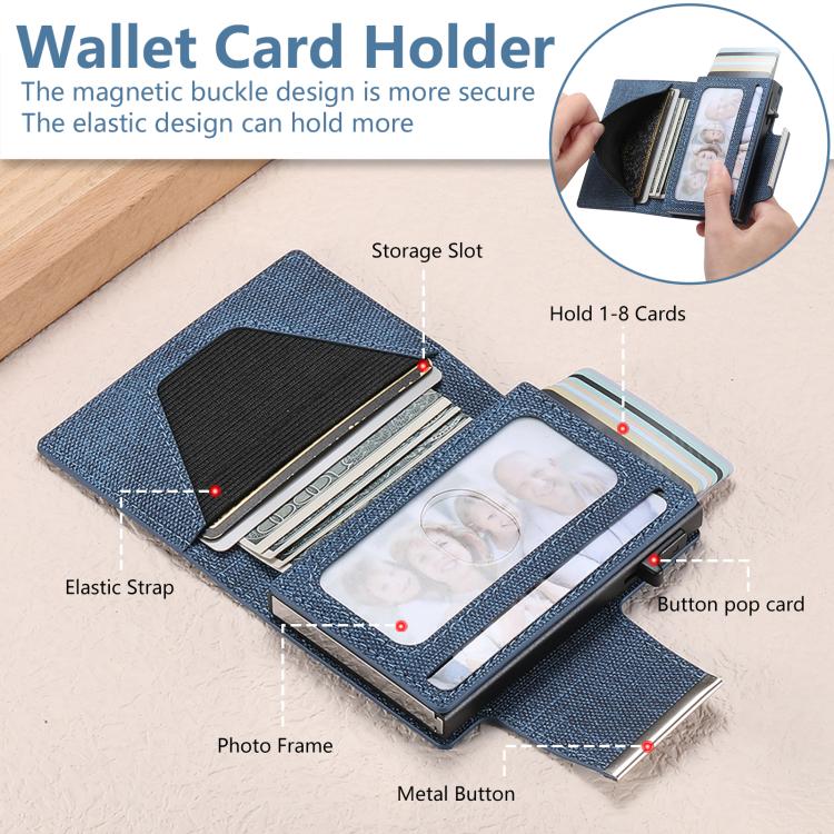 Suteni Denim Buckle Button Automatically Pops Out the Card Box(Blue) - Wallets by Suteni | Online Shopping UK | buy2fix