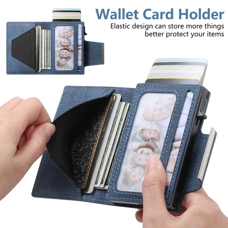 Suteni Denim Buckle Button Automatically Pops Out the Card Box(Blue) - Wallets by Suteni | Online Shopping UK | buy2fix