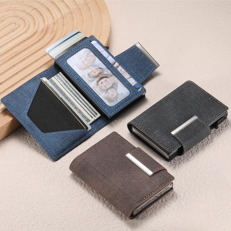 Suteni Denim Buckle Button Automatically Pops Out the Card Box(Blue) - Wallets by Suteni | Online Shopping UK | buy2fix