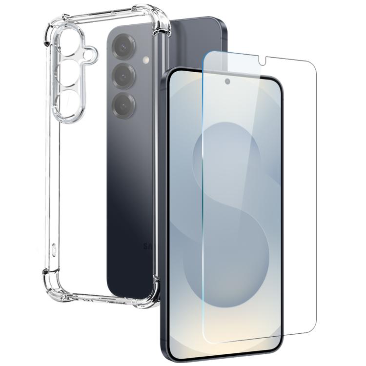 For Samsung Galaxy S25 5G NORTHJO 2 in 1 TPU Airbag Shockproof Phone Case with Screen Film(Clear) - Galaxy S25 5G Cases by NORTHJO | Online Shopping UK | buy2fix