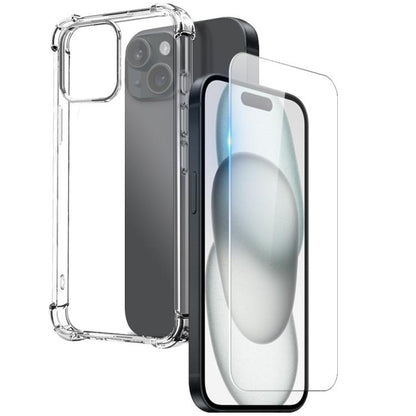 For iPhone 15 NORTHJO 2 in 1 TPU Airbag Shockproof Phone Case with Screen Film(Clear) - iPhone 15 Cases by NORTHJO | Online Shopping UK | buy2fix