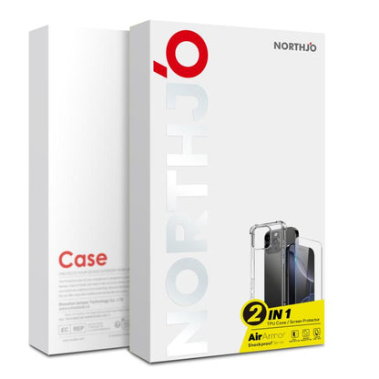 For iPhone 15 NORTHJO 2 in 1 TPU Airbag Shockproof Phone Case with Screen Film(Clear) - iPhone 15 Cases by NORTHJO | Online Shopping UK | buy2fix