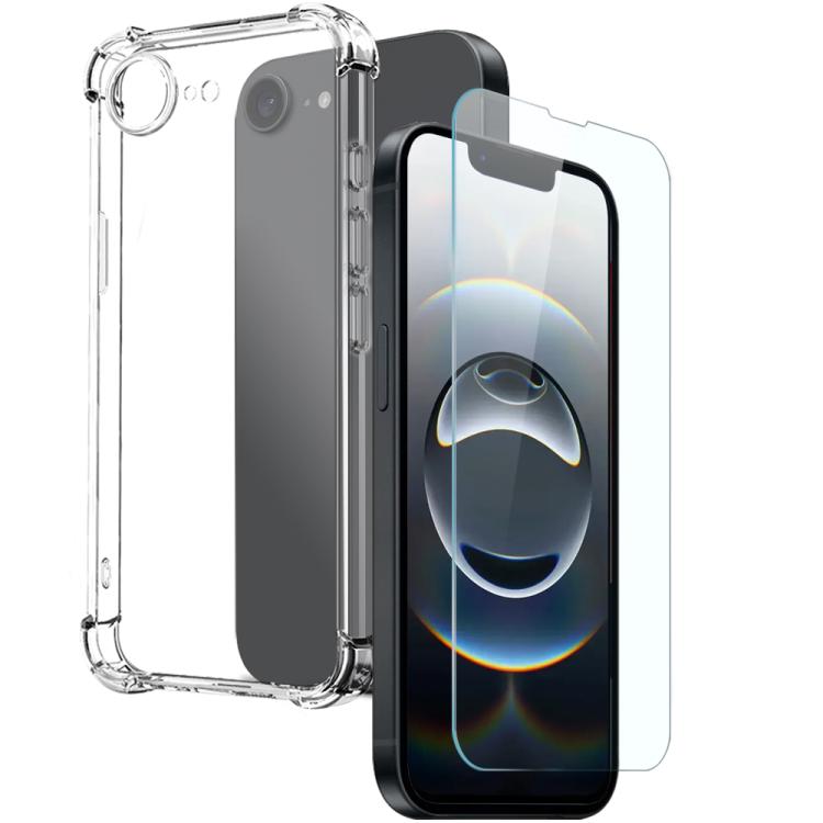 For iPhone 16e NORTHJO 2 in 1 TPU Airbag Shockproof Phone Case with Screen Film(Clear) - iPhone 16e Cases by NORTHJO | Online Shopping UK | buy2fix