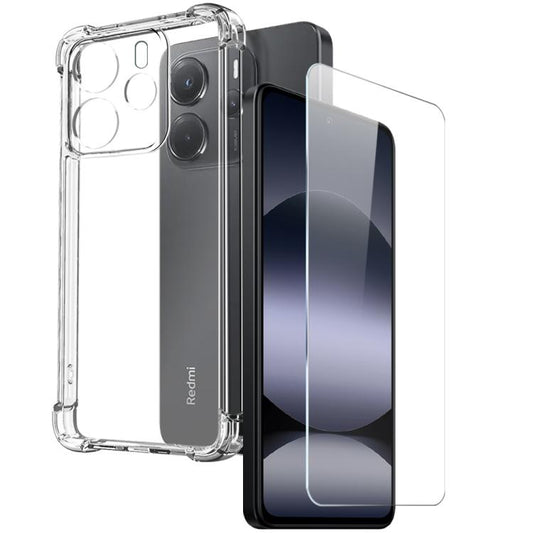 For Redmi Note 14 4G 164.84mm NORTHJO 2 in 1 TPU Airbag Shockproof Phone Case with Screen Film(Clear) - Note 14 Cases by NORTHJO | Online Shopping UK | buy2fix