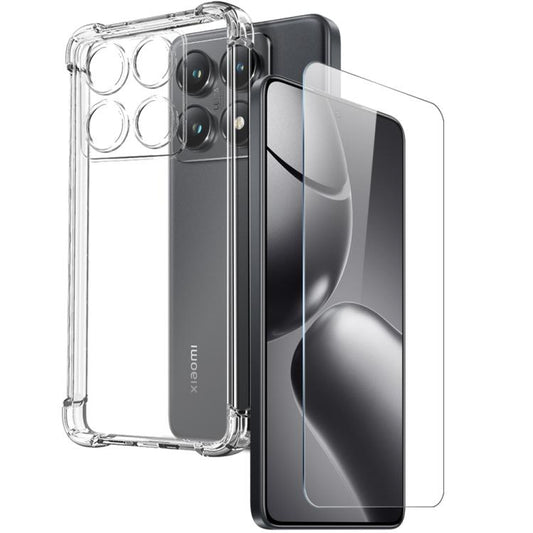 For Xiaomi 14T Pro 5G NORTHJO 2 in 1 TPU Airbag Shockproof Phone Case with Screen Film(Clear) - Xiaomi Cases by NORTHJO | Online Shopping UK | buy2fix
