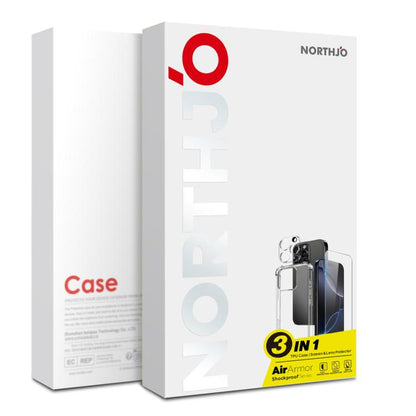 For iPhone 16 Pro NORTHJO 3 in 1 TPU Airbag Shockproof Phone Case with Screen Protector Lens Film(Clear) - iPhone 16 Pro Cases by NORTHJO | Online Shopping UK | buy2fix