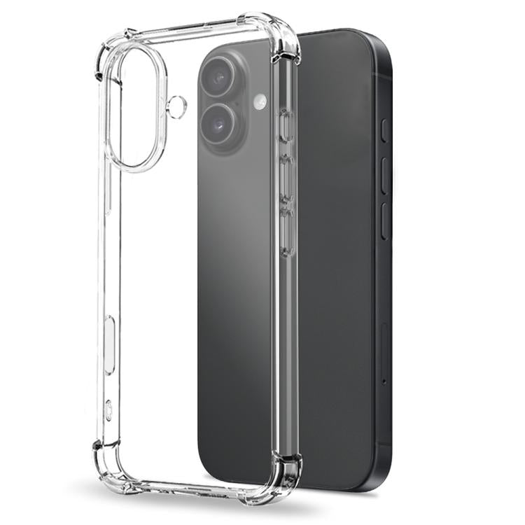 For iPhone 16 Plus NORTHJO 3 in 1 TPU Airbag Shockproof Phone Case with Screen Protector Lens Film(Clear) - iPhone 16 Plus Cases by NORTHJO | Online Shopping UK | buy2fix