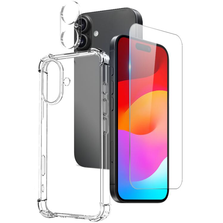 For iPhone 17 NORTHJO 3 in 1 TPU Airbag Shockproof Phone Case with Screen Protector Lens Film(Clear) - iPhone 17 Cases by NORTHJO | Online Shopping UK | buy2fix