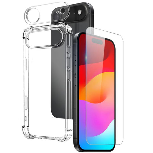 For iPhone Air NORTHJO 3 in 1 TPU Airbag Shockproof Phone Case with Screen Protector Lens Film(Clear)