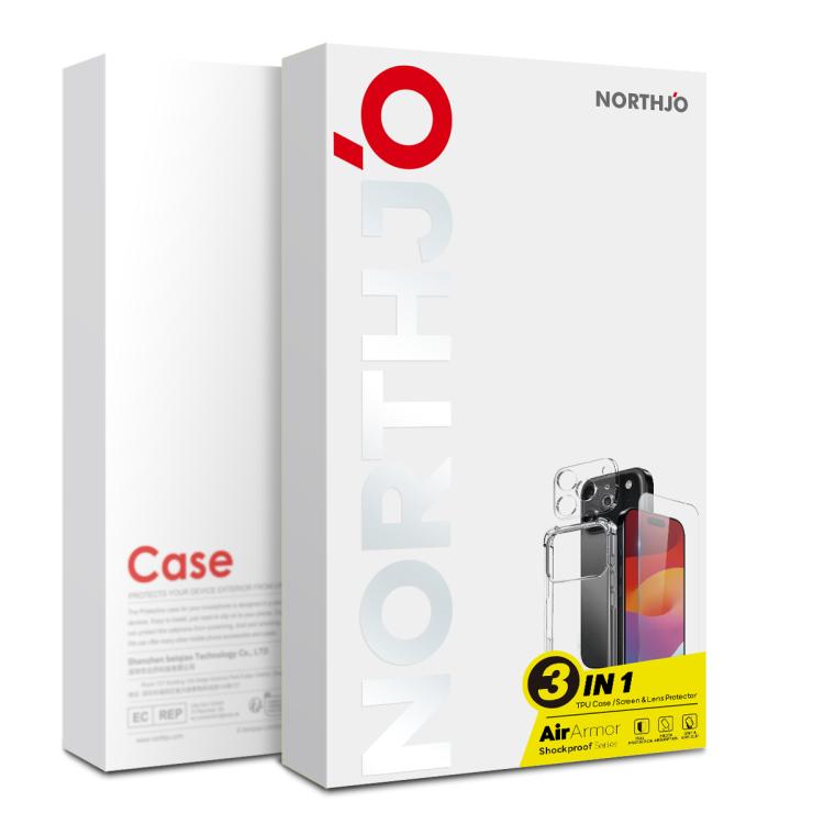 For iPhone 17 Air NORTHJO 3 in 1 TPU Airbag Shockproof Phone Case with Screen Protector Lens Film(Clear) - iPhone 17 Air Cases by NORTHJO | Online Shopping UK | buy2fix