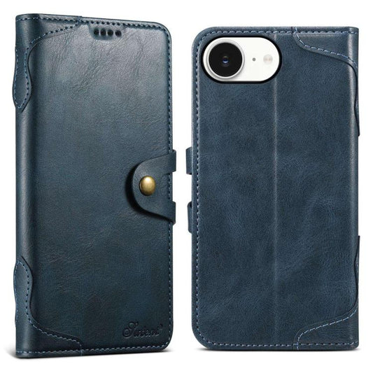 For iPhone 16e Suteni Q-03 Oil Wax Magnetic Clasp Leather Phone Case(Blue) - iPhone 16e Cases by Suteni | Online Shopping UK | buy2fix