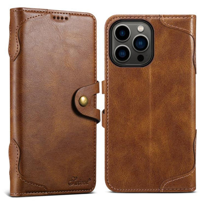 For iPhone 16 Pro Max Suteni Q-03 Oil Wax Magnetic Clasp Leather Phone Case(Brown) - iPhone 16 Pro Max Cases by Suteni | Online Shopping UK | buy2fix