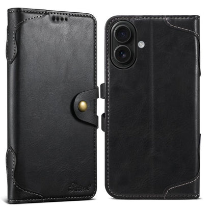 For iPhone 16 Suteni Q-03 Oil Wax Magnetic Clasp Leather Phone Case(Black) - iPhone 16 Cases by Suteni | Online Shopping UK | buy2fix