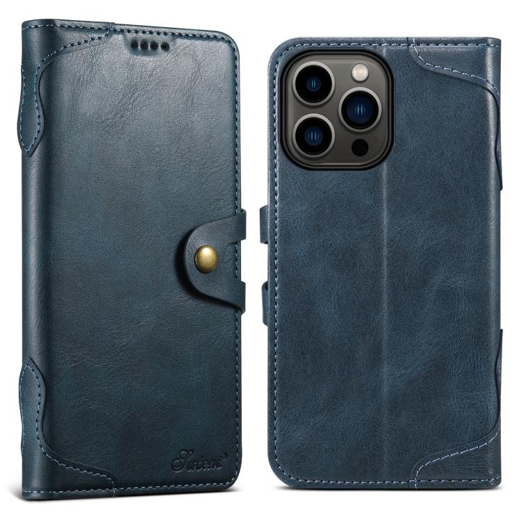 For iPhone 15 Pro Suteni Q-03 Oil Wax Magnetic Clasp Leather Phone Case(Blue) - iPhone 15 Pro Cases by Suteni | Online Shopping UK | buy2fix