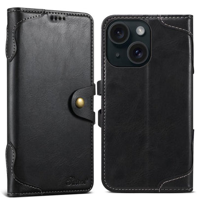For iPhone 15 Plus Suteni Q-03 Oil Wax Magnetic Clasp Leather Phone Case(Black) - iPhone 15 Plus Cases by Suteni | Online Shopping UK | buy2fix