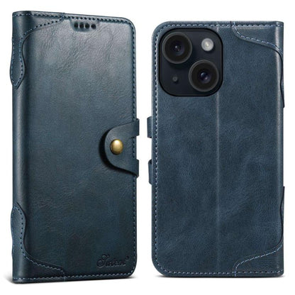 For iPhone 15 Suteni Q-03 Oil Wax Magnetic Clasp Leather Phone Case(Blue) - iPhone 15 Cases by Suteni | Online Shopping UK | buy2fix