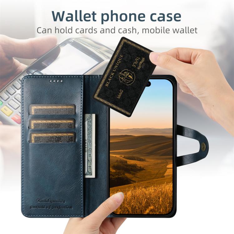 For iPhone 14 Pro Max Suteni Q-03 Oil Wax Magnetic Clasp Leather Phone Case(Blue) - iPhone 14 Pro Max Cases by Suteni | Online Shopping UK | buy2fix