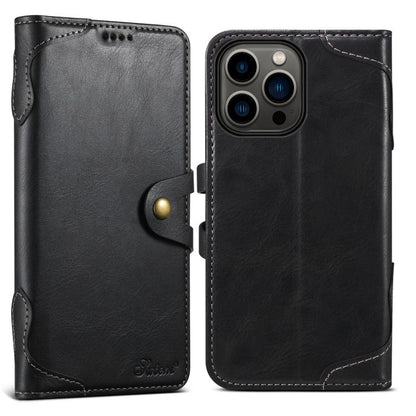 For iPhone 13 Pro Max Suteni Q-03 Oil Wax Magnetic Clasp Leather Phone Case(Black) - iPhone 13 Pro Max Cases by Suteni | Online Shopping UK | buy2fix