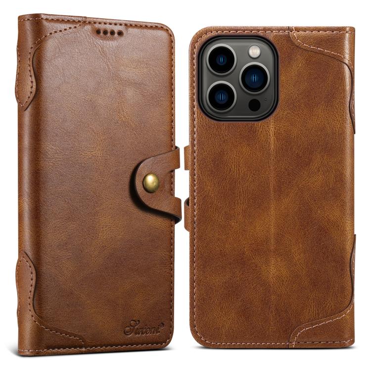 For iPhone 13 Pro Suteni Q-03 Oil Wax Magnetic Clasp Leather Phone Case(Brown) - iPhone 13 Pro Cases by Suteni | Online Shopping UK | buy2fix