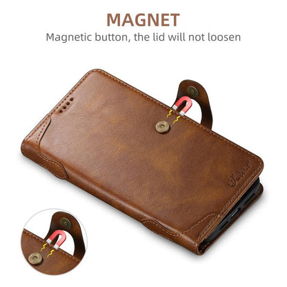 For iPhone 13 Pro Suteni Q-03 Oil Wax Magnetic Clasp Leather Phone Case(Brown) - iPhone 13 Pro Cases by Suteni | Online Shopping UK | buy2fix