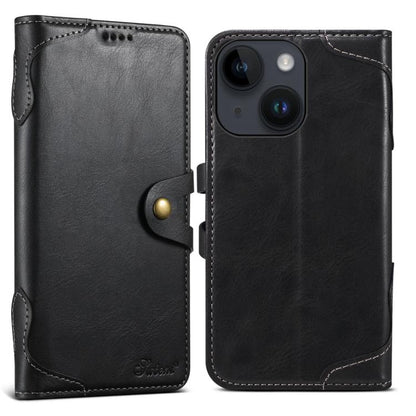 For iPhone 13 Suteni Q-03 Oil Wax Magnetic Clasp Leather Phone Case(Black) - iPhone 13 Cases by Suteni | Online Shopping UK | buy2fix