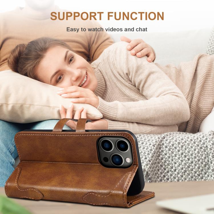 For iPhone 13 mini Suteni Q-03 Oil Wax Magnetic Clasp Leather Phone Case(Brown) - iPhone 13 mini Cases by Suteni | Online Shopping UK | buy2fix