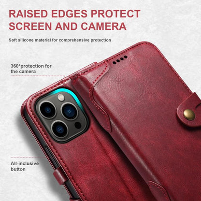 For iPhone 12 Pro Suteni Q-03 Oil Wax Magnetic Clasp Leather Phone Case(Red) - iPhone 12 / 12 Pro Cases by Suteni | Online Shopping UK | buy2fix