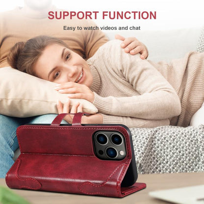 For iPhone 12 Pro Suteni Q-03 Oil Wax Magnetic Clasp Leather Phone Case(Red) - iPhone 12 / 12 Pro Cases by Suteni | Online Shopping UK | buy2fix