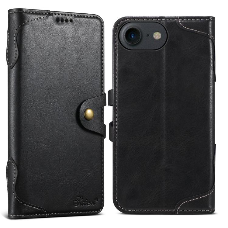 For iPhone 7 / 8 / SE 2022 Suteni Q-03 Oil Wax Magnetic Clasp Leather Phone Case(Black) - iPhone SE 2022 / 2020 / 8 / 7 Cases by Suteni | Online Shopping UK | buy2fix